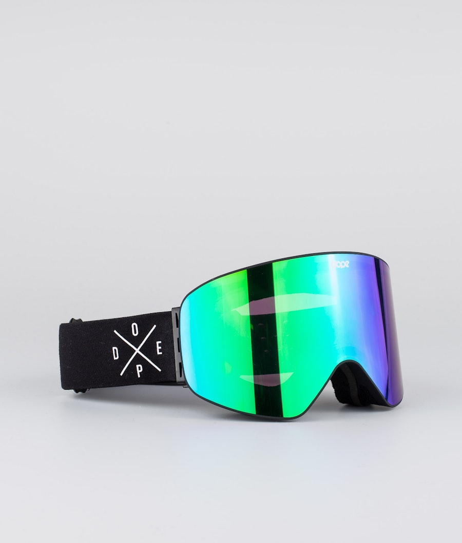 Dope Flush 2X-UP Skibriller Black W/Black Green Mirror