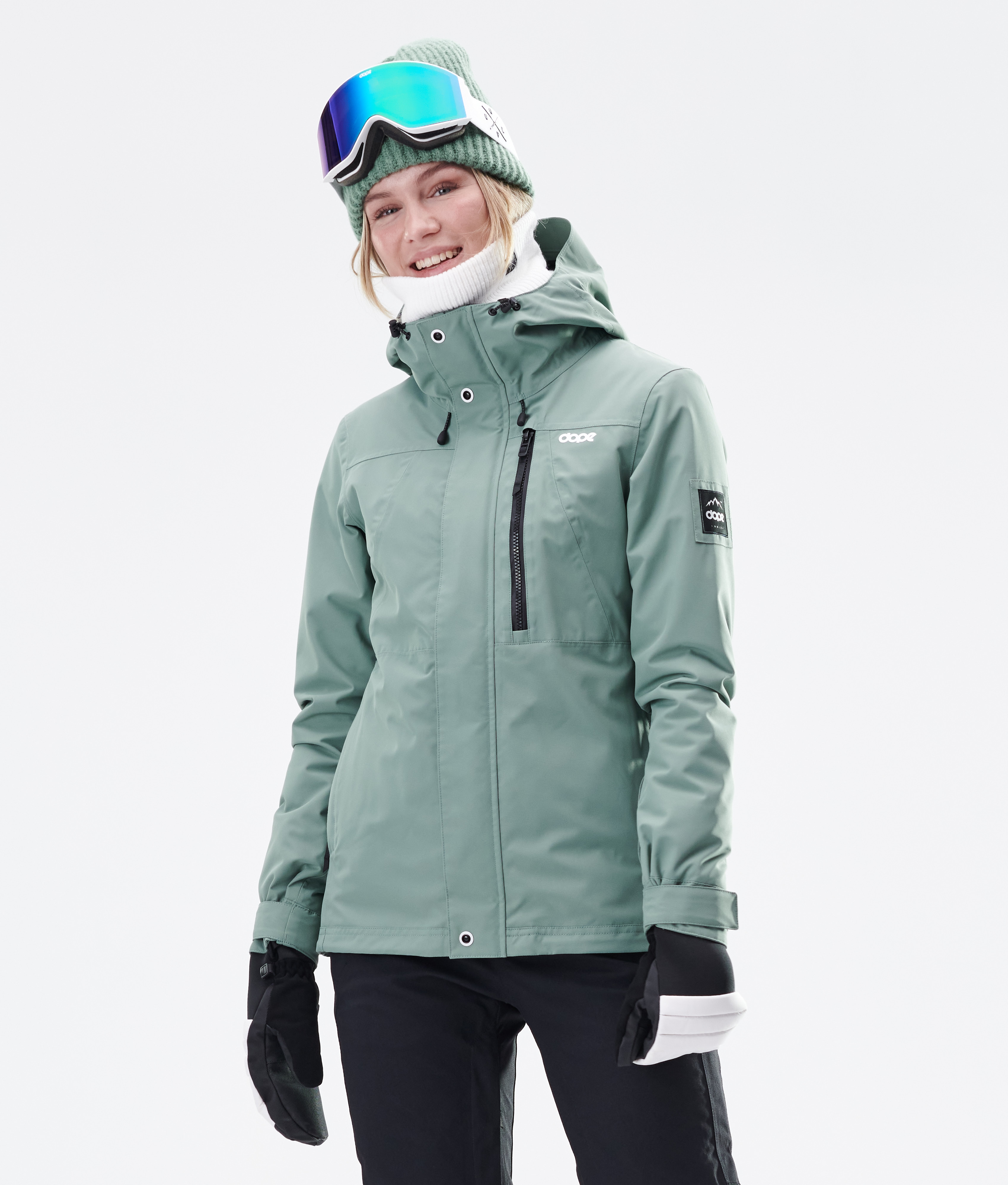 green womens ski jacket