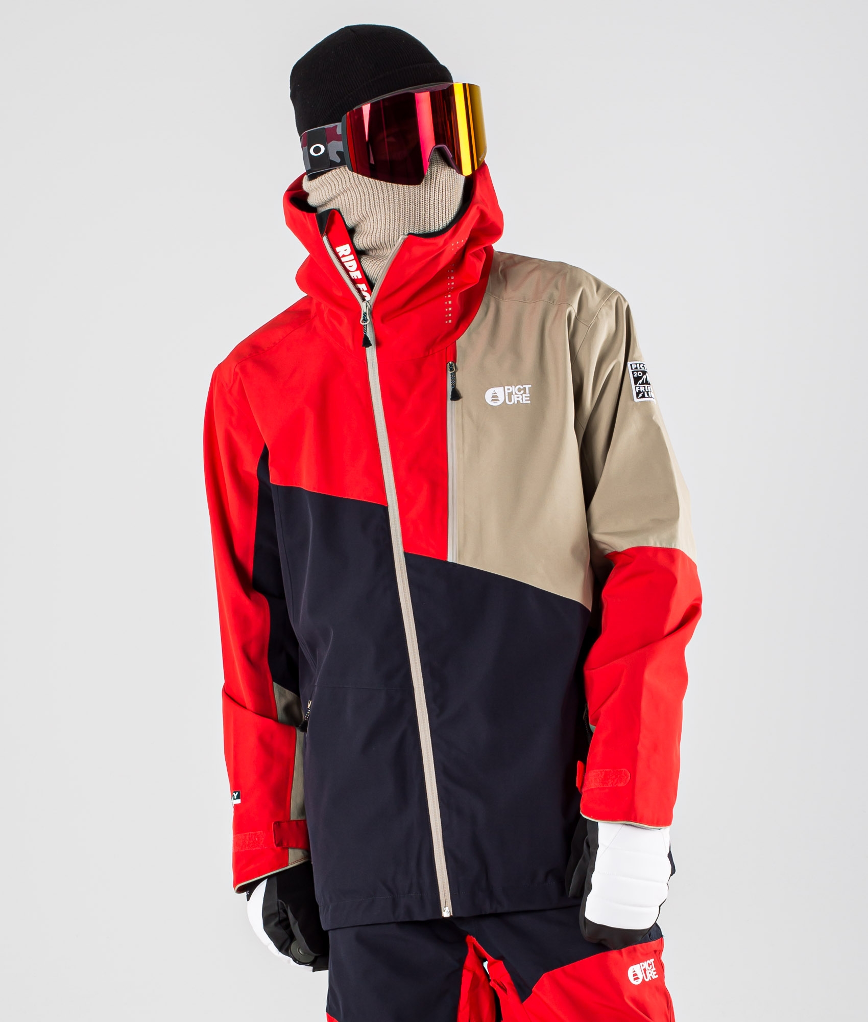 dark red ski jacket