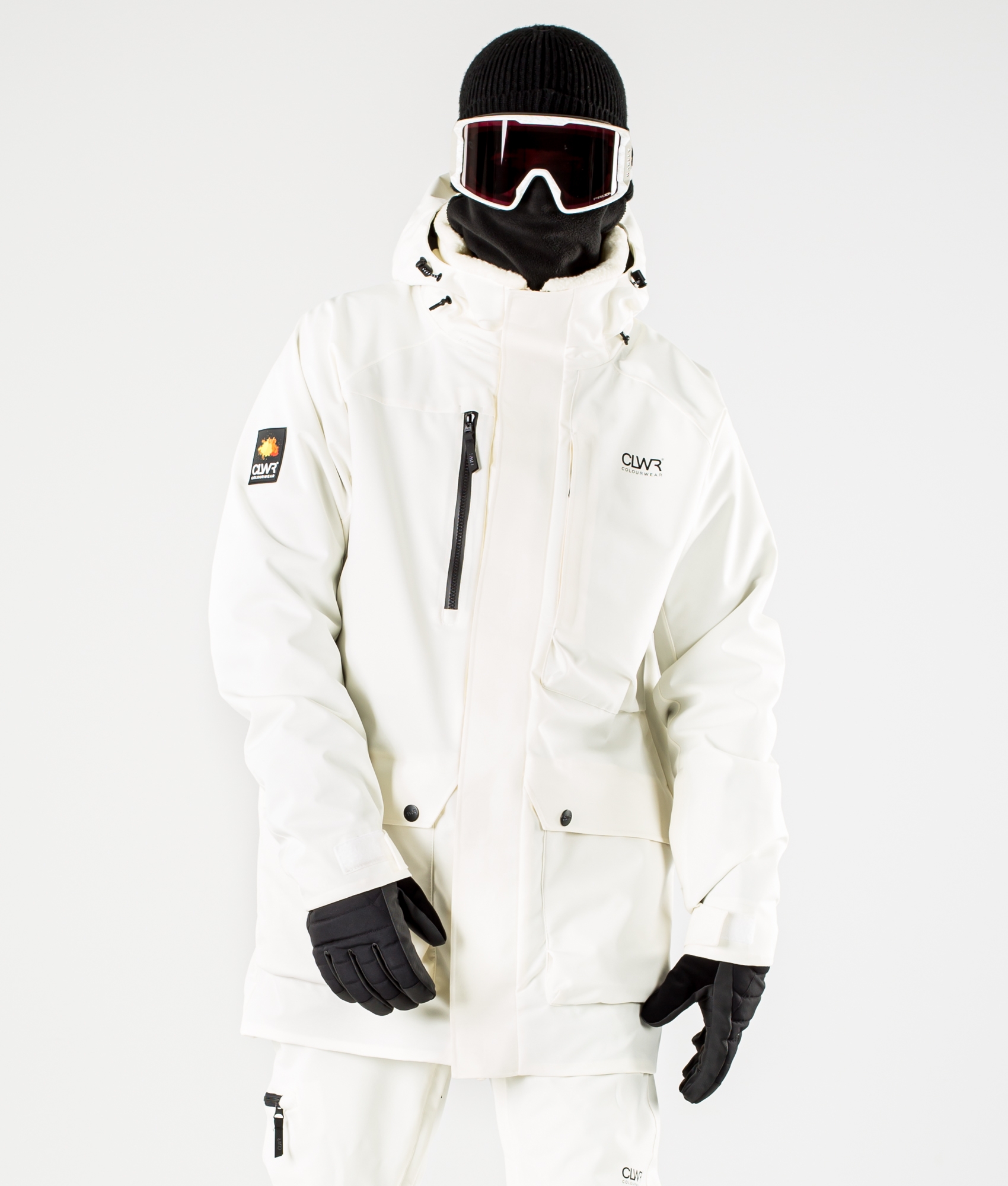 white ski parka