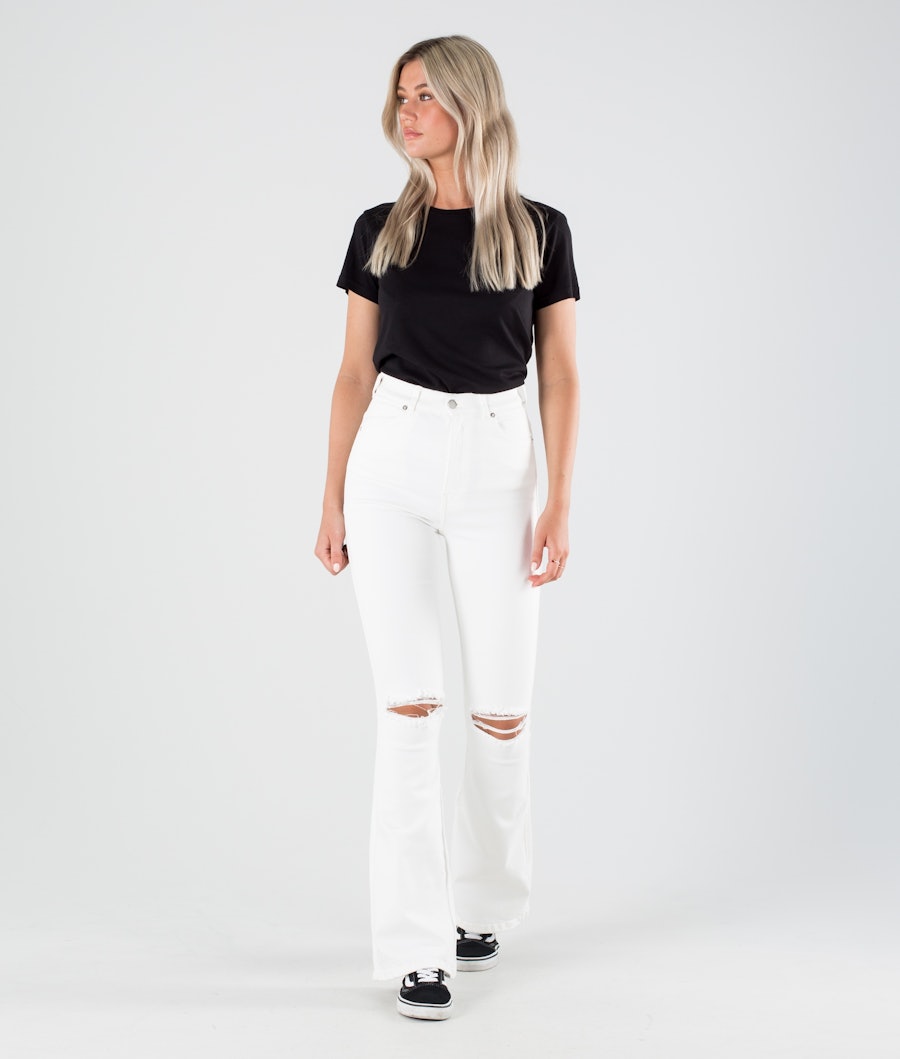 Dr Denim Moxy Flare Broek Dames Off White Ripped