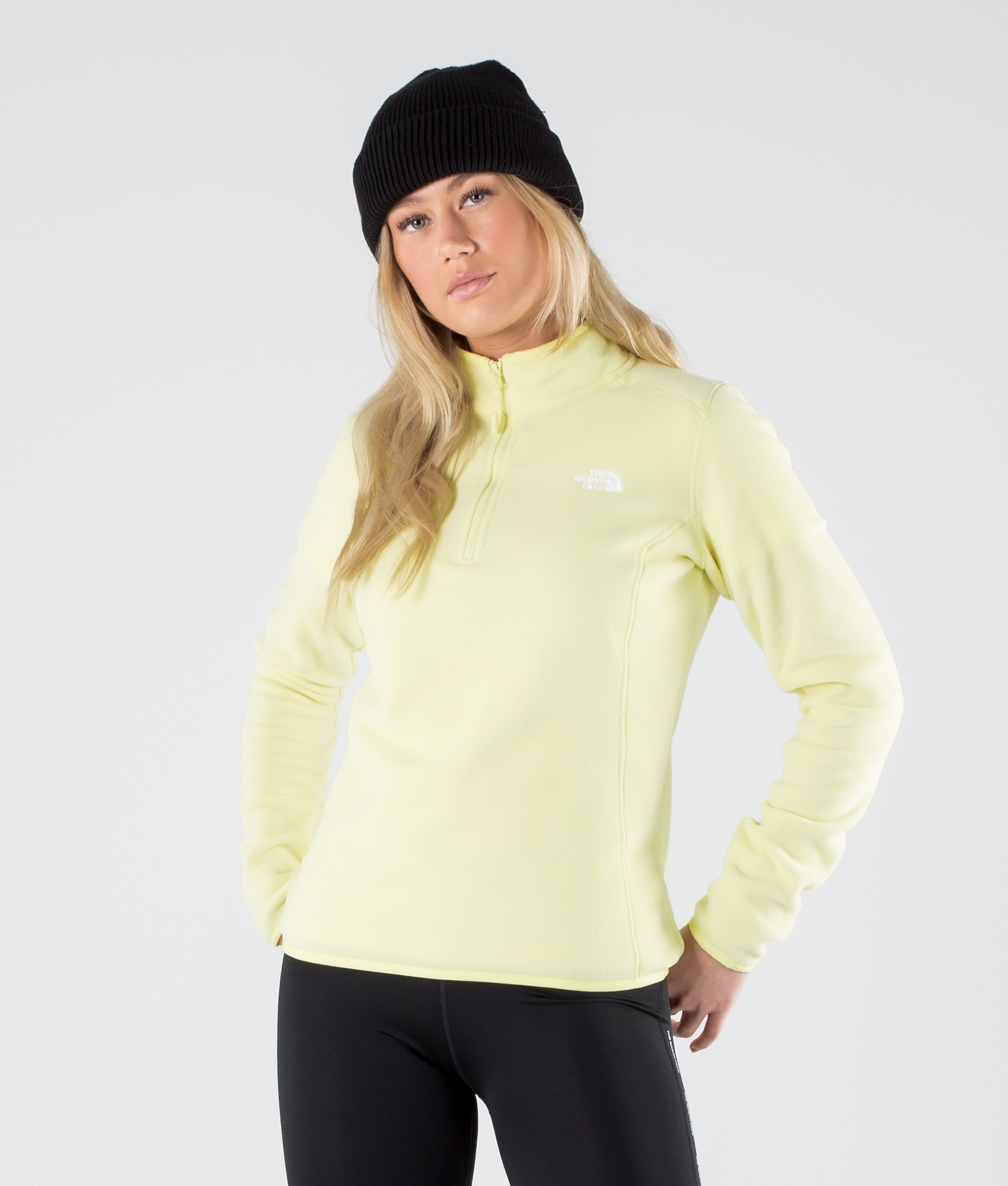 The North Face 100 Glacier 1/4 Zip Fleece Sweater Pale Lime Yellow