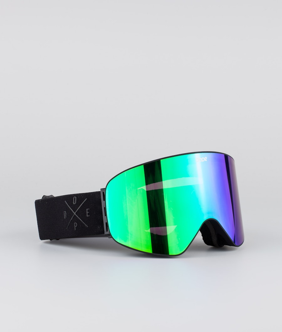 Dope Flush 2X-UP Masque de ski Black W/All Black Green Mirror