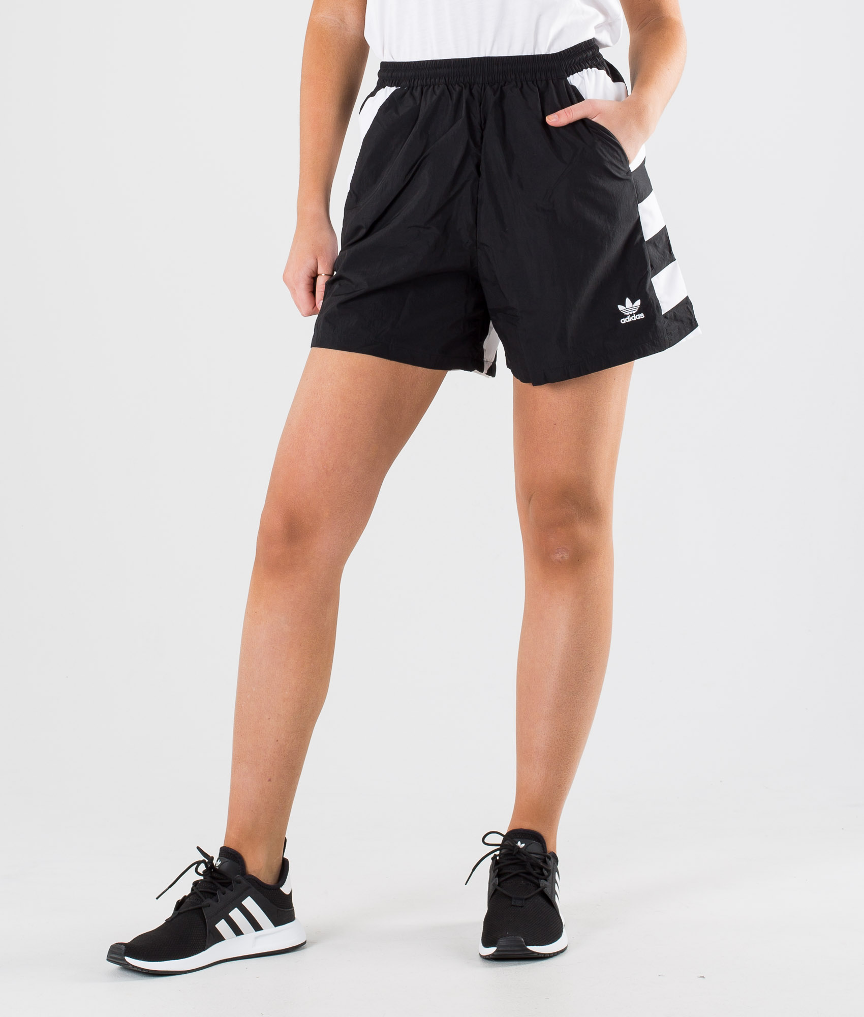 adidas large logo shorts womens