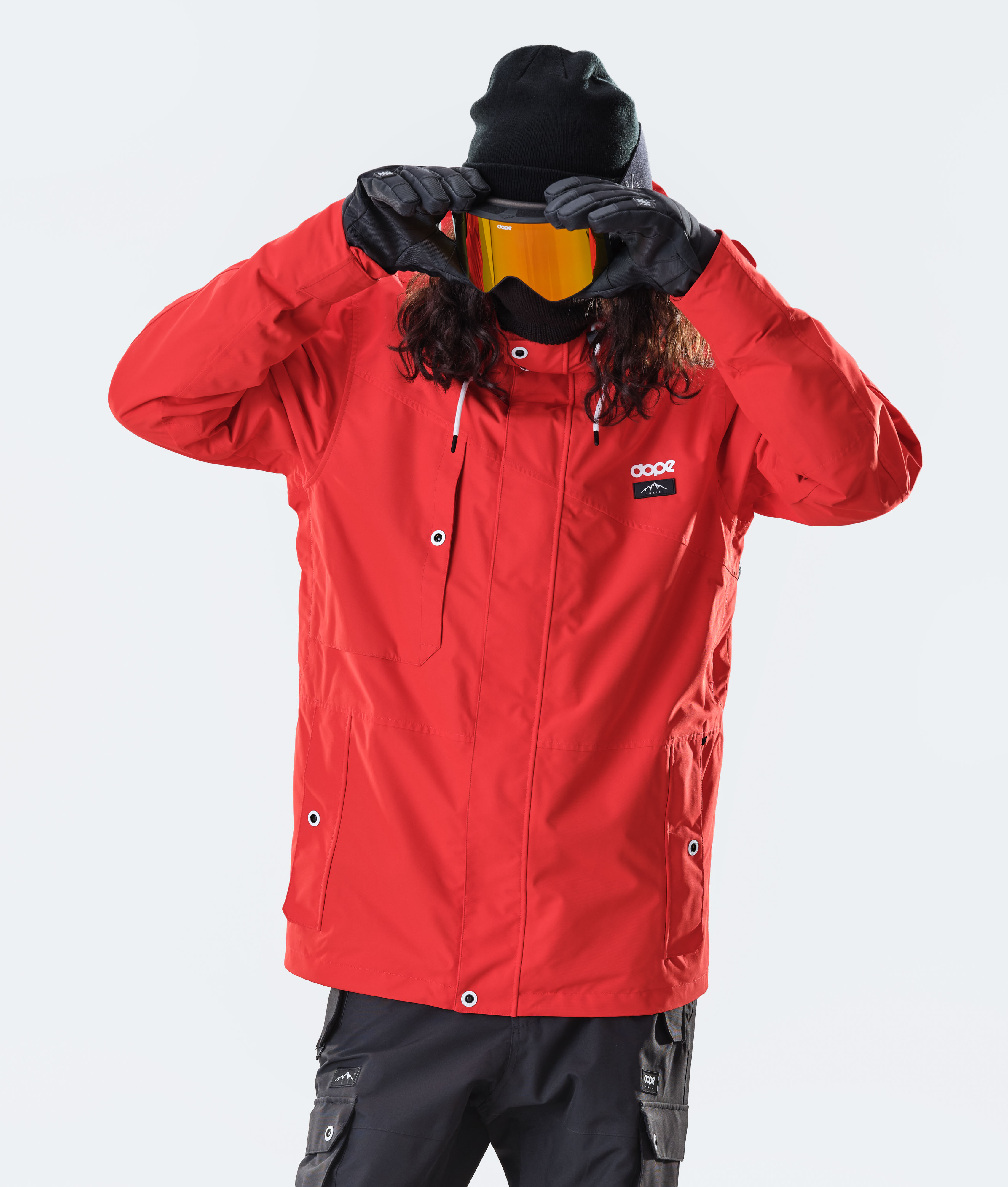 red snowboard jacket