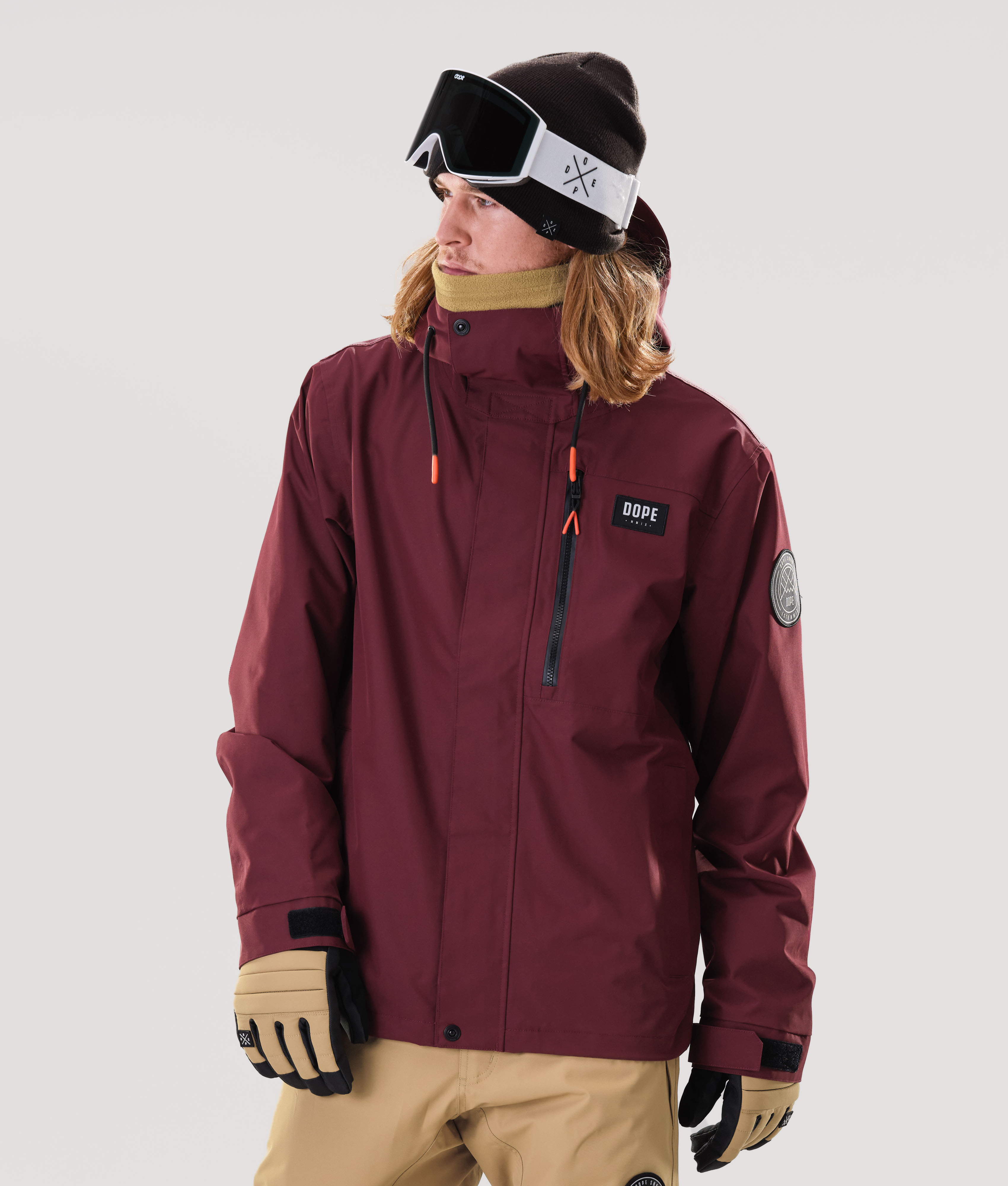 maroon snowboard jacket