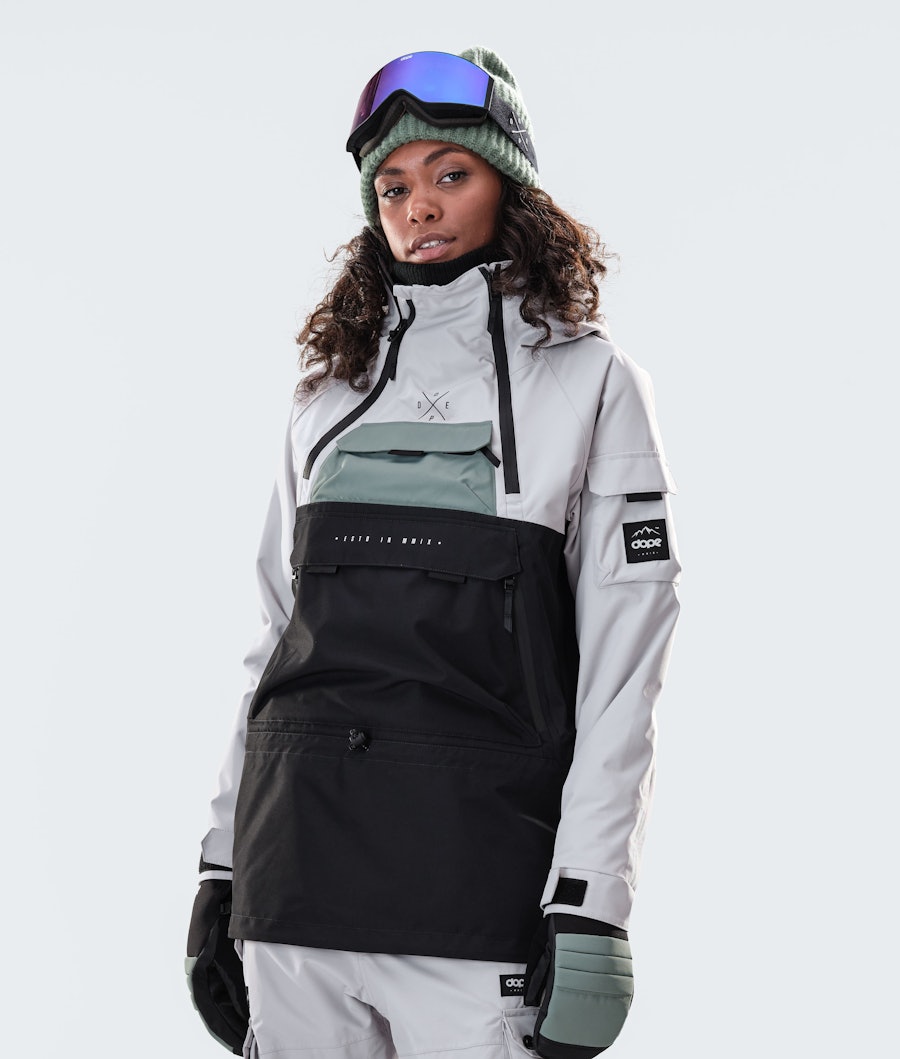 Dope Akin W Snowboard jas Dames Light Grey/Faded Green/Black