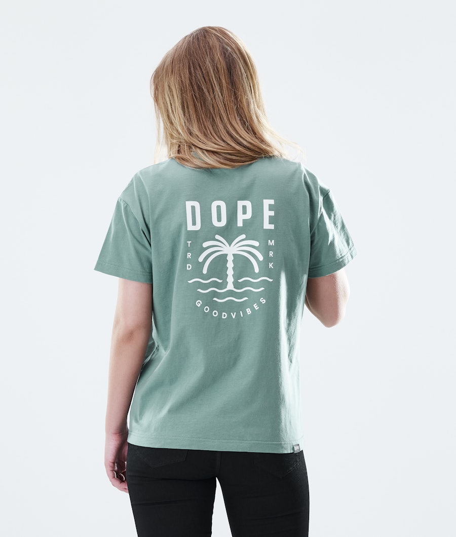 Dope Regular Palm T-shirt Dam Faded Green