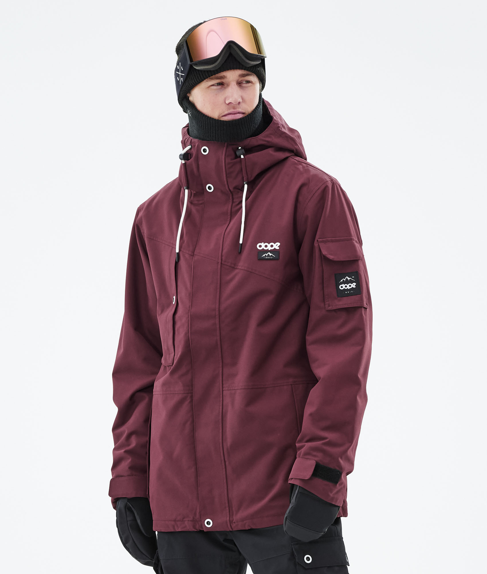 maroon snowboard jacket