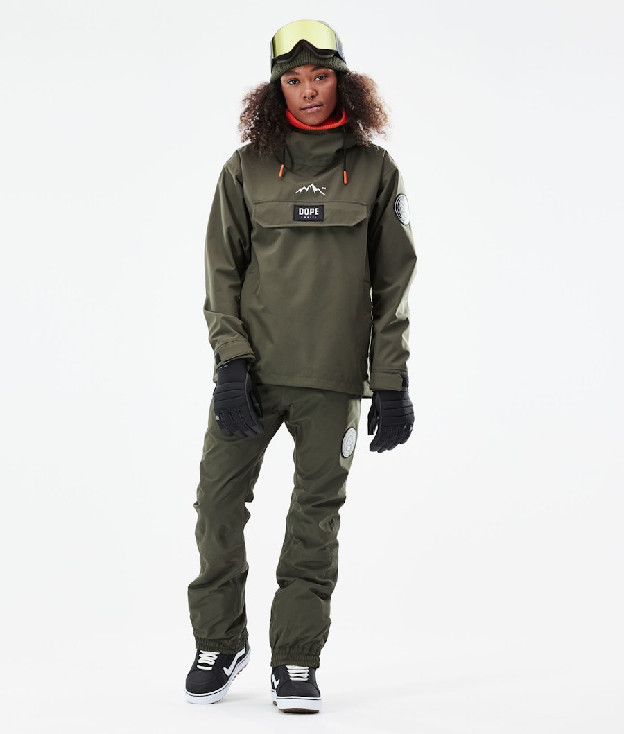 Dope Blizzard PO W Women's Snowboard Jacket Olive Green