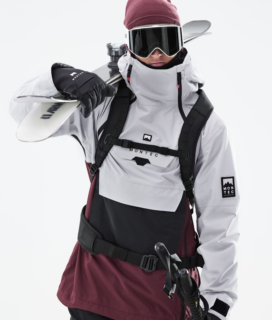 Montec Doom Ski Jacket Light Grey/Black/Burgundy