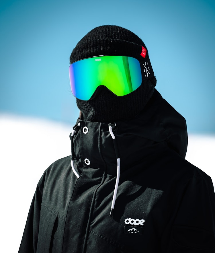 Dope Flush 2X-UP Masque de ski Homme Black W/Black Green Mirror - Noir
