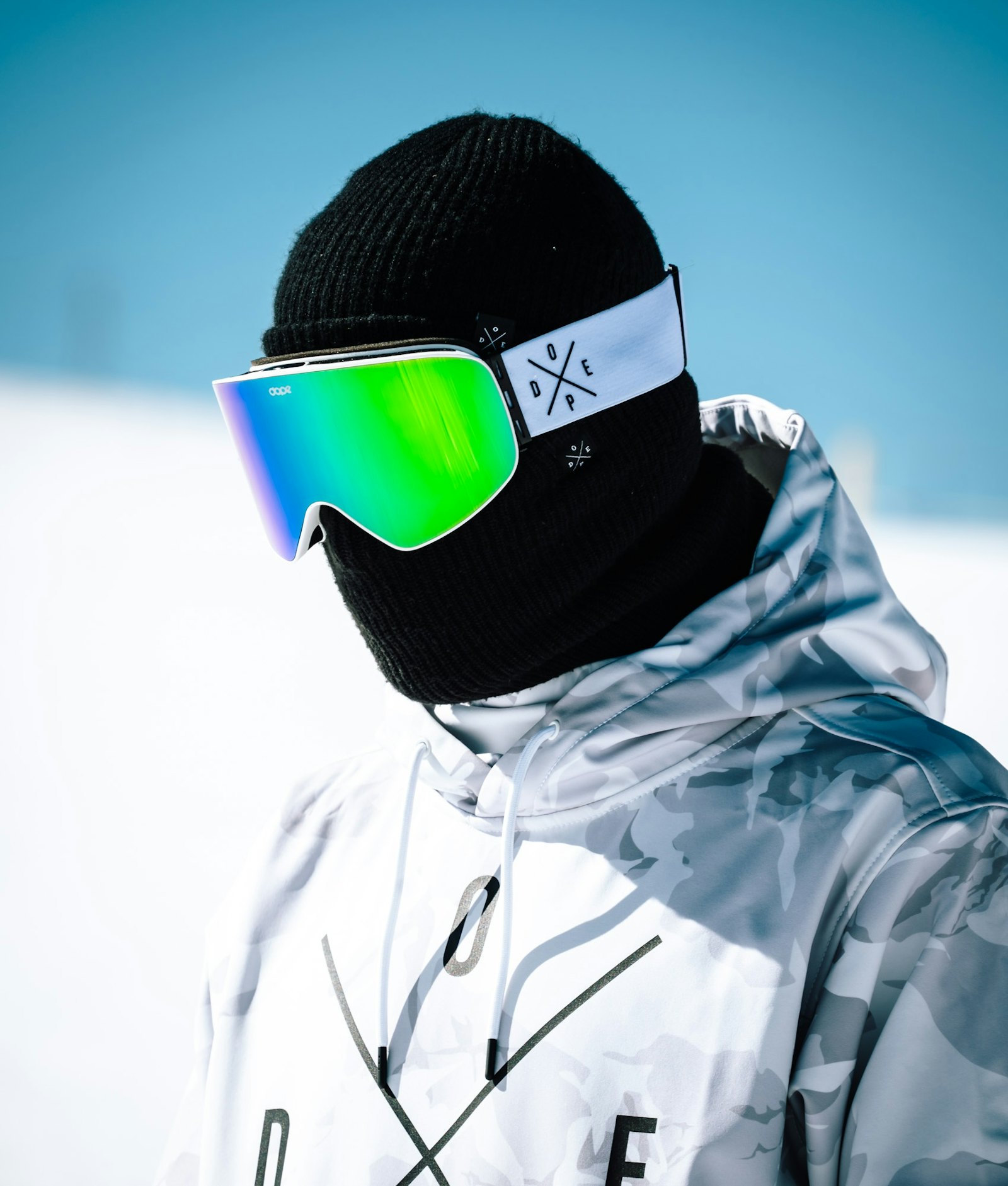 Dope Flush 2X-UP Ski Goggles White W/White Green Mirror
