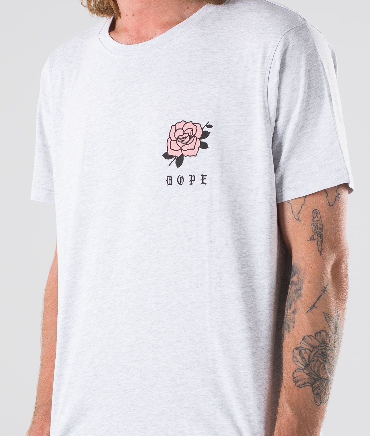 Dope Rose T shirt Men Greymelange Ridestore