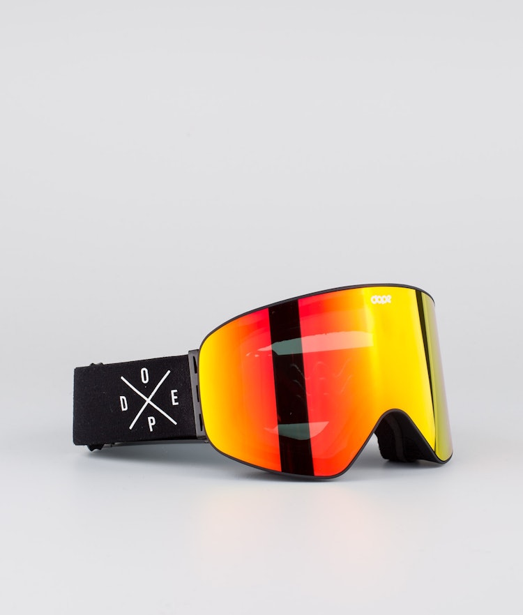 Dope Flush 2X-UP Ski Goggles Black W/Black Red Mirror