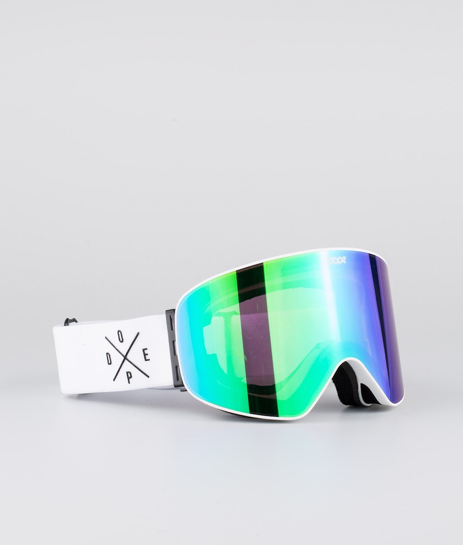 Dope Flush 2X-UP Masque de ski White W/White Green Mirror