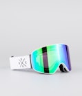 Flush 2X-UP Ski Goggles White W/White Green Mirror