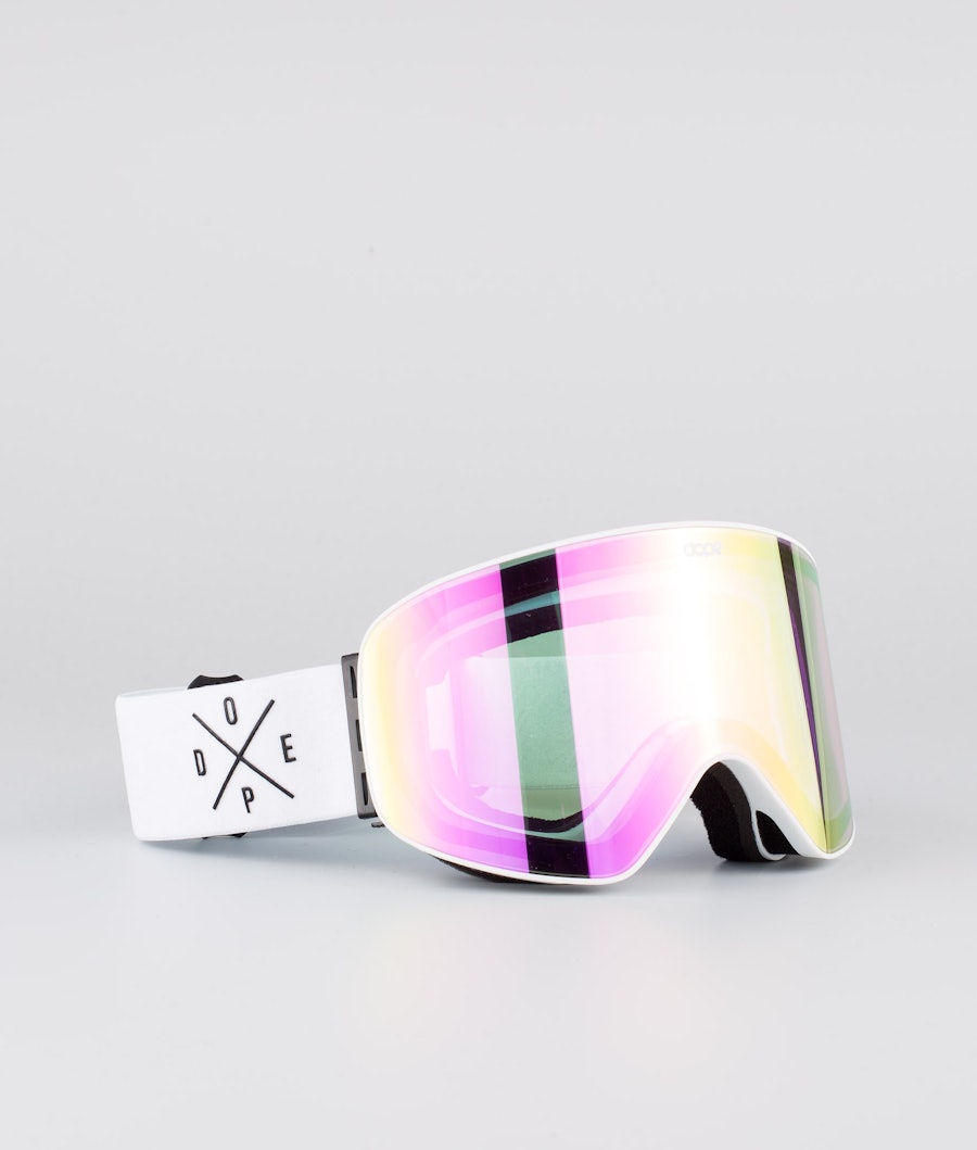 Dope Flush 2X-UP Ski Goggle White W/White Pink Mirror