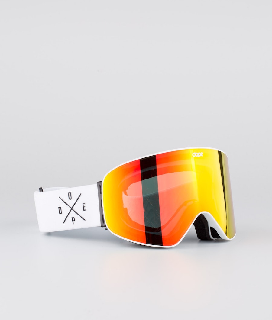 Dope Flush 2X-UP Ski Goggle White W/White Red Mirror