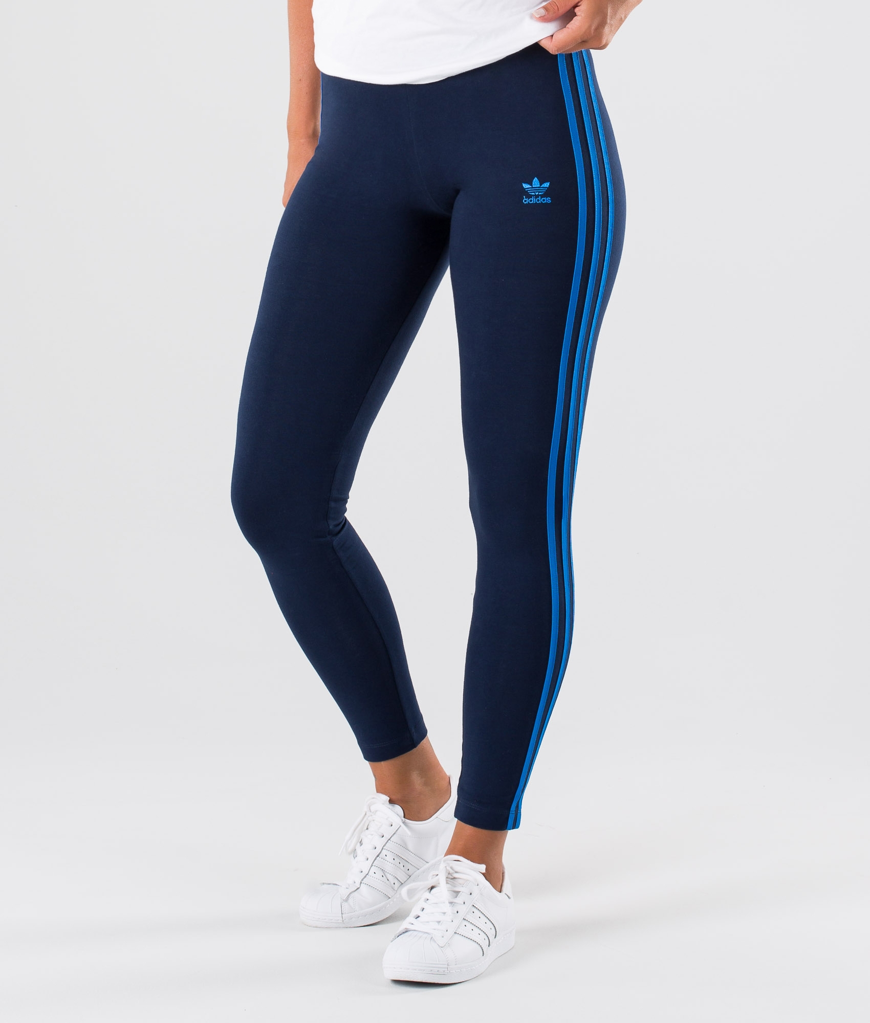 navy blue 3 stripe adidas leggings