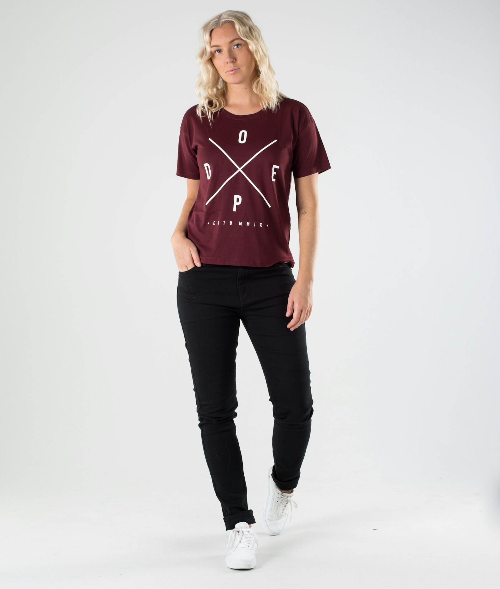 Dope Grand 2X-UP T-shirt Femme Burgundy