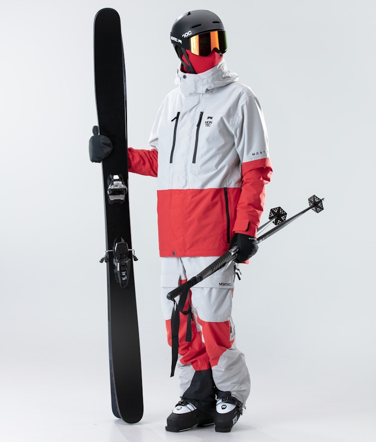 Fawk 2020 Ski Jacket Men Light Grey/Red, Image 8 of 9