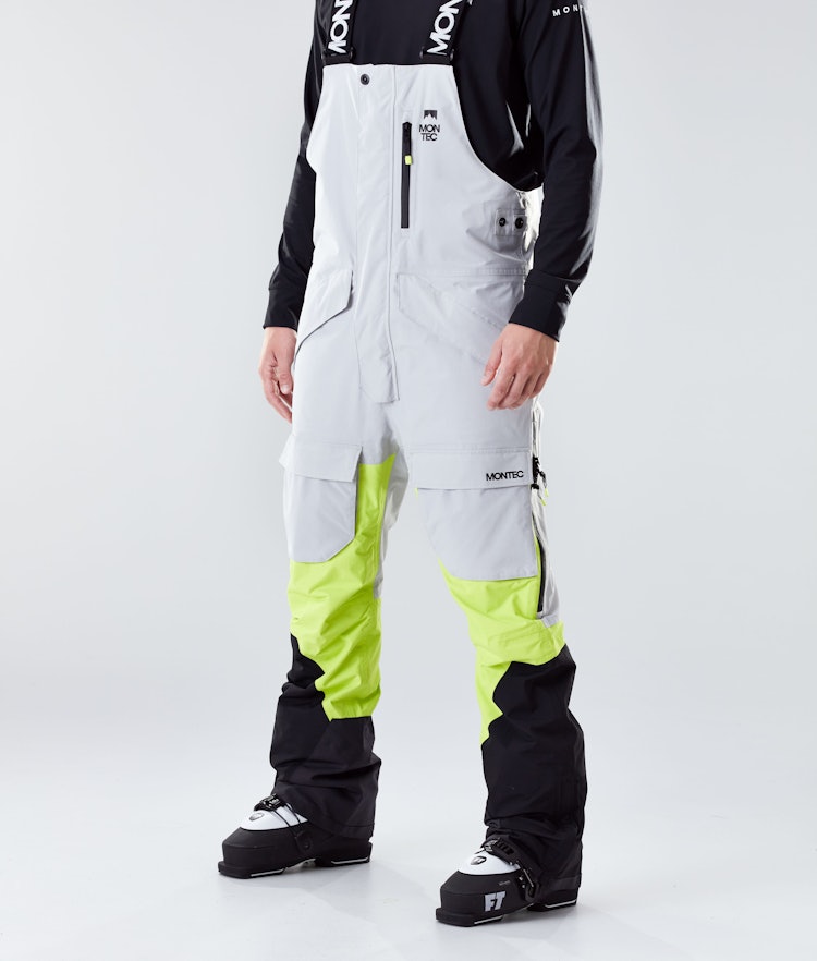 Fawk 2020 Pantalon de Ski Homme Light Grey/Neon Yellow/Black, Image 1 sur 6