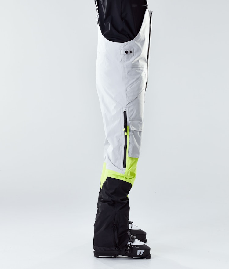 Fawk 2020 Pantalon de Ski Homme Light Grey/Neon Yellow/Black, Image 2 sur 6