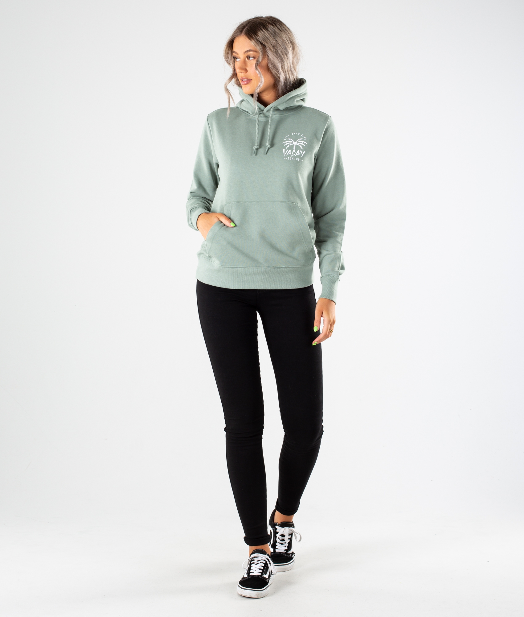 Dope Copain Hoodie Women Palm Faded Green Ridestore