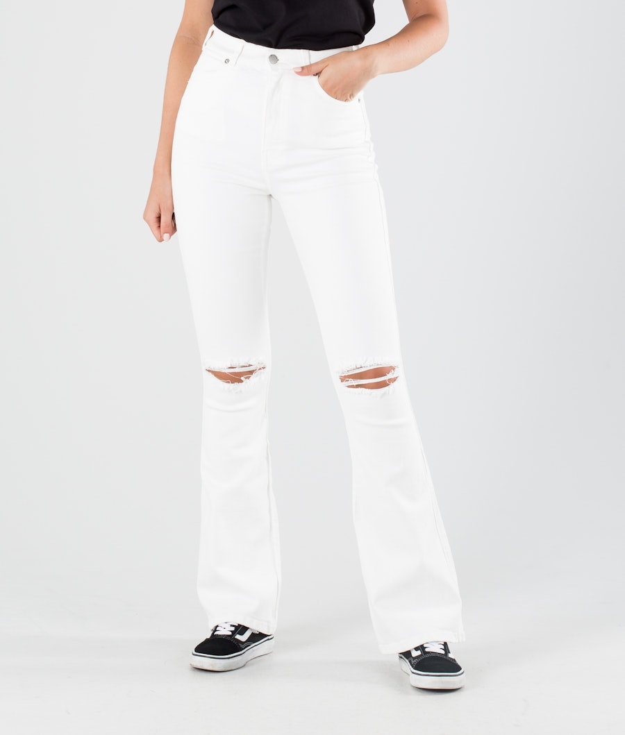 Dr Denim Moxy Flare Pants Off White Ripped