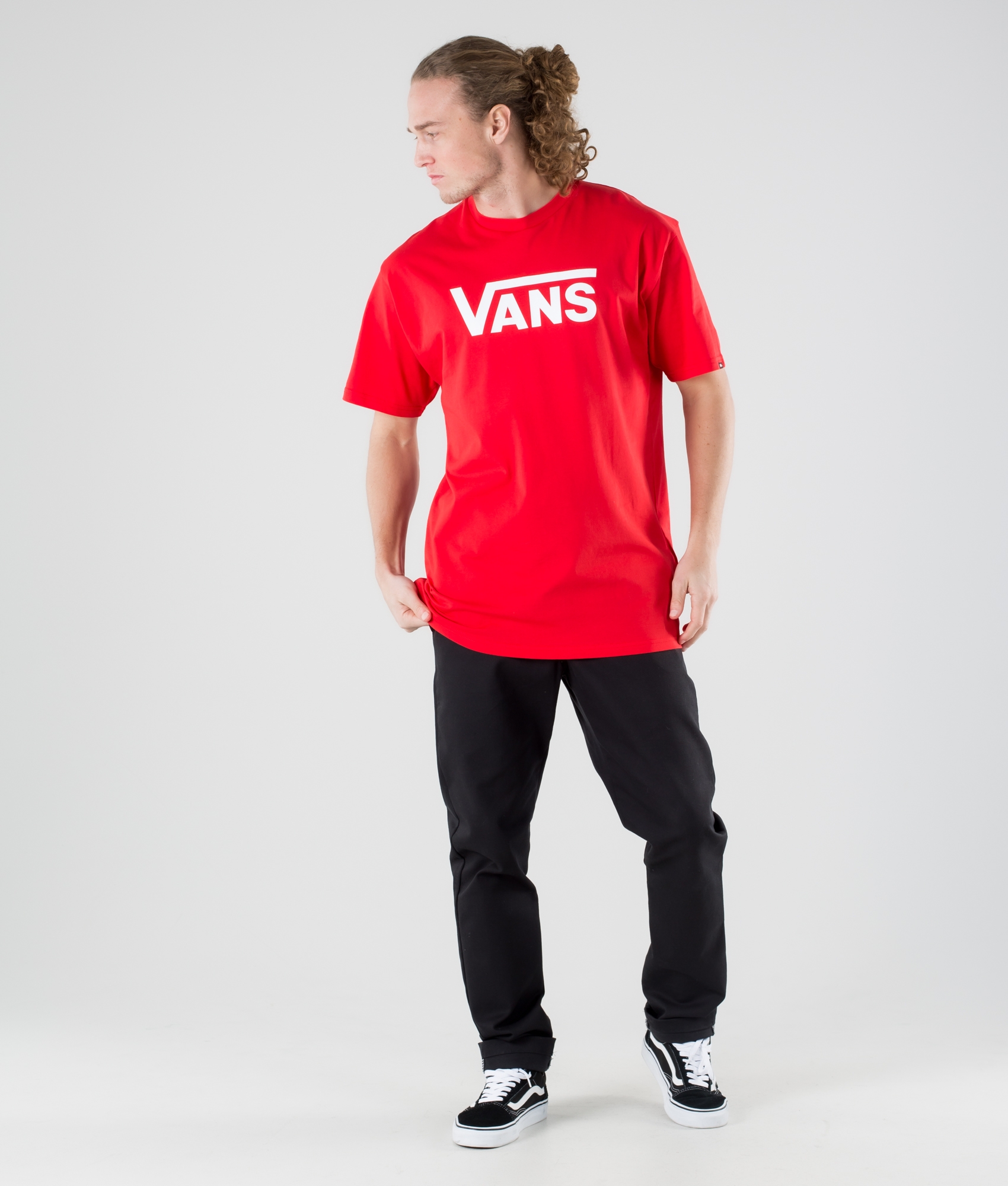 vans red and white shirt