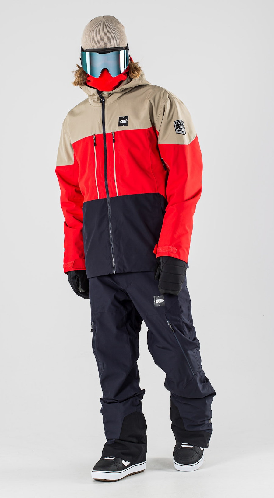 Picture Picture Object Red Dark Blue Snowboard clothing Multi