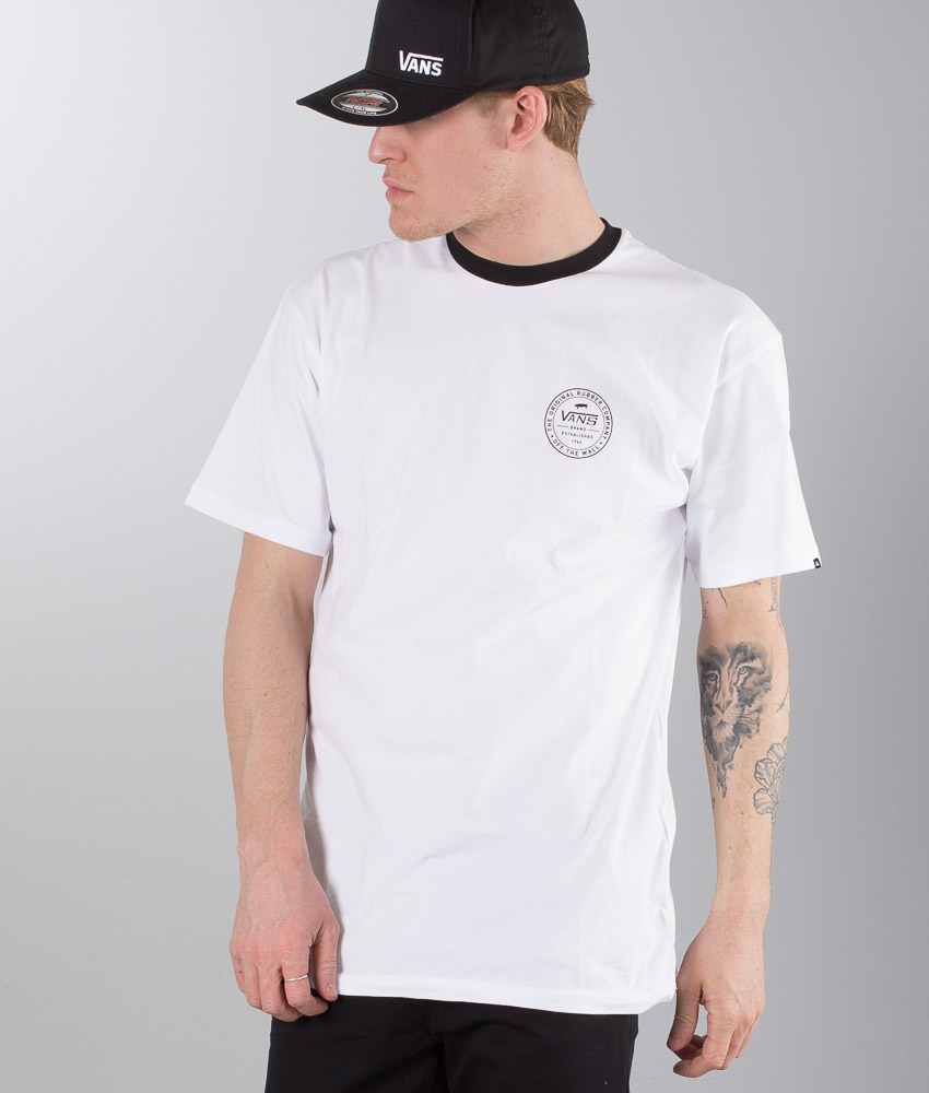 vans classic logo ringer t shirt in white