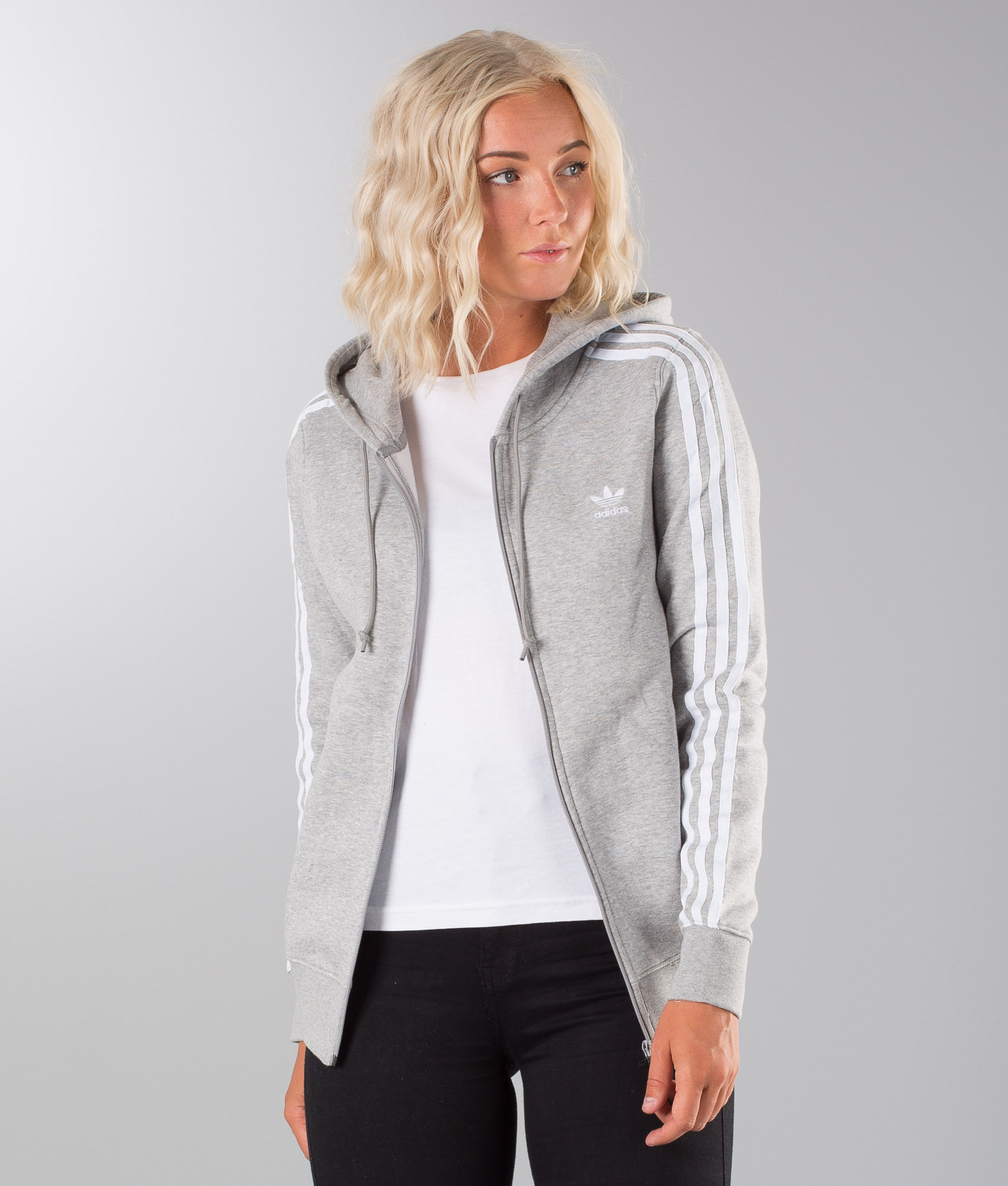 Adidas Originals 3Stripe Hoodie Medium Grey Heather Adidas Originals 3Stripe Hoodie Medium Grey Heather