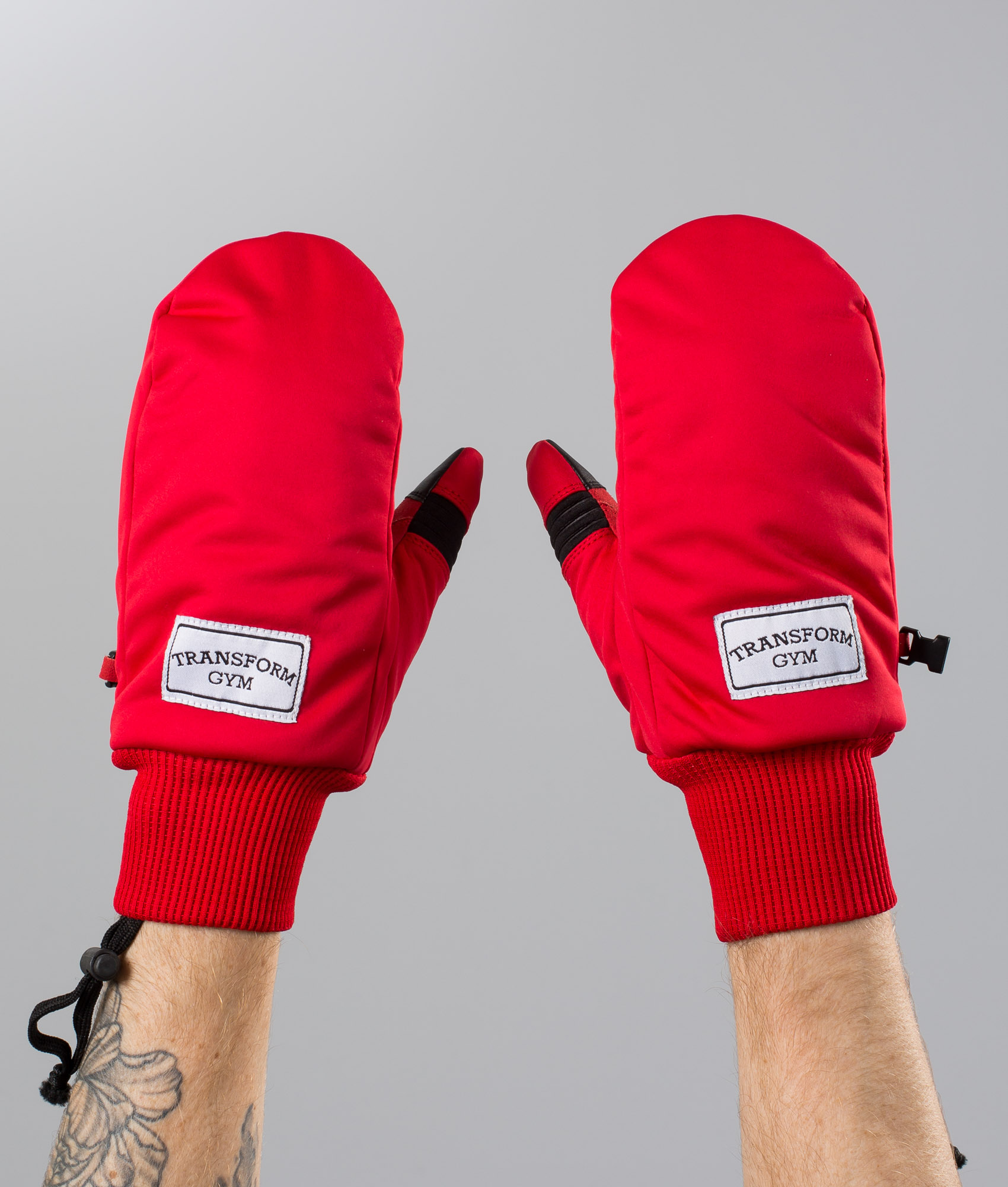 red ski mittens