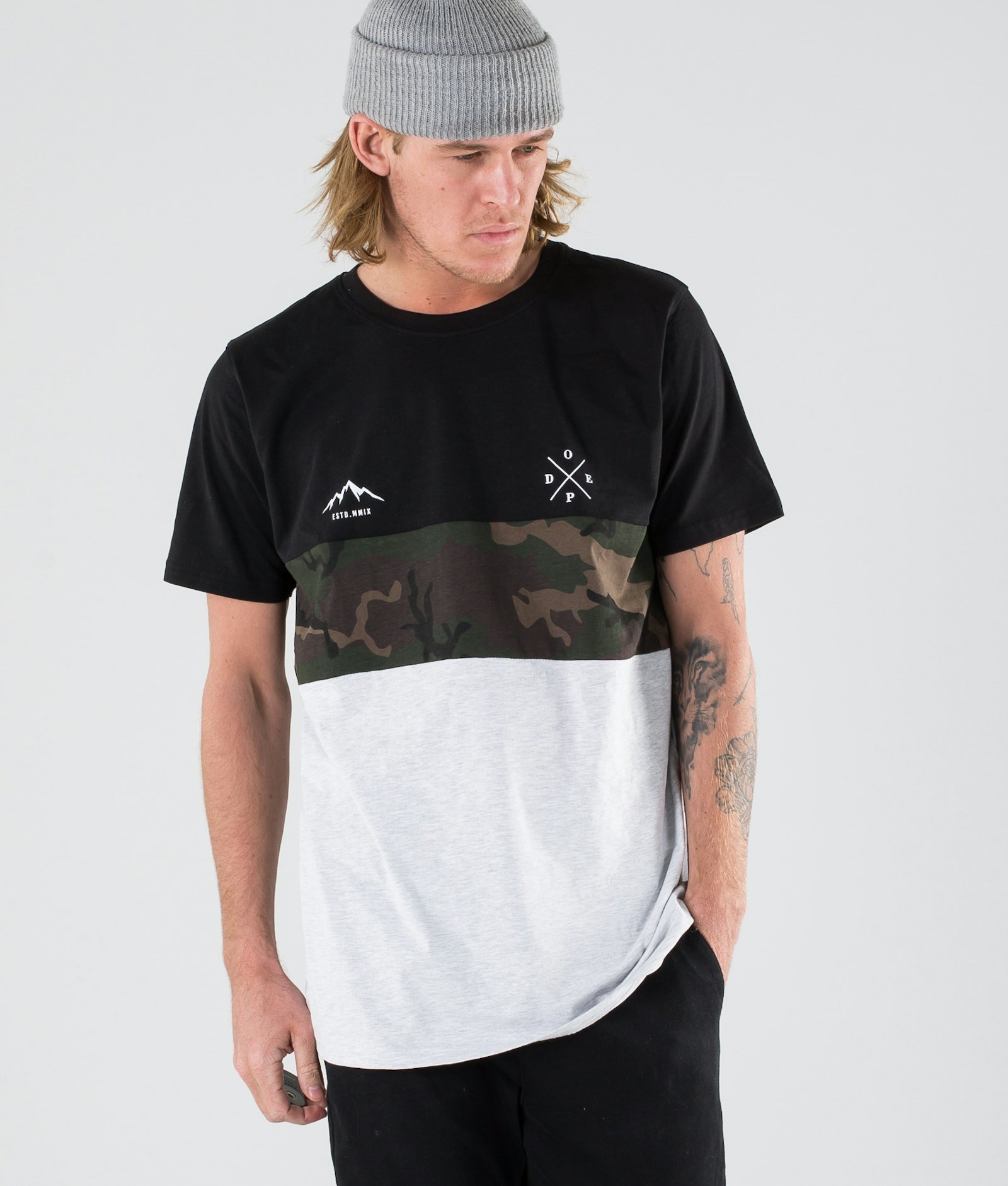 Dope Storm II T-shirt Herr Black/ Camo/Grey Melange