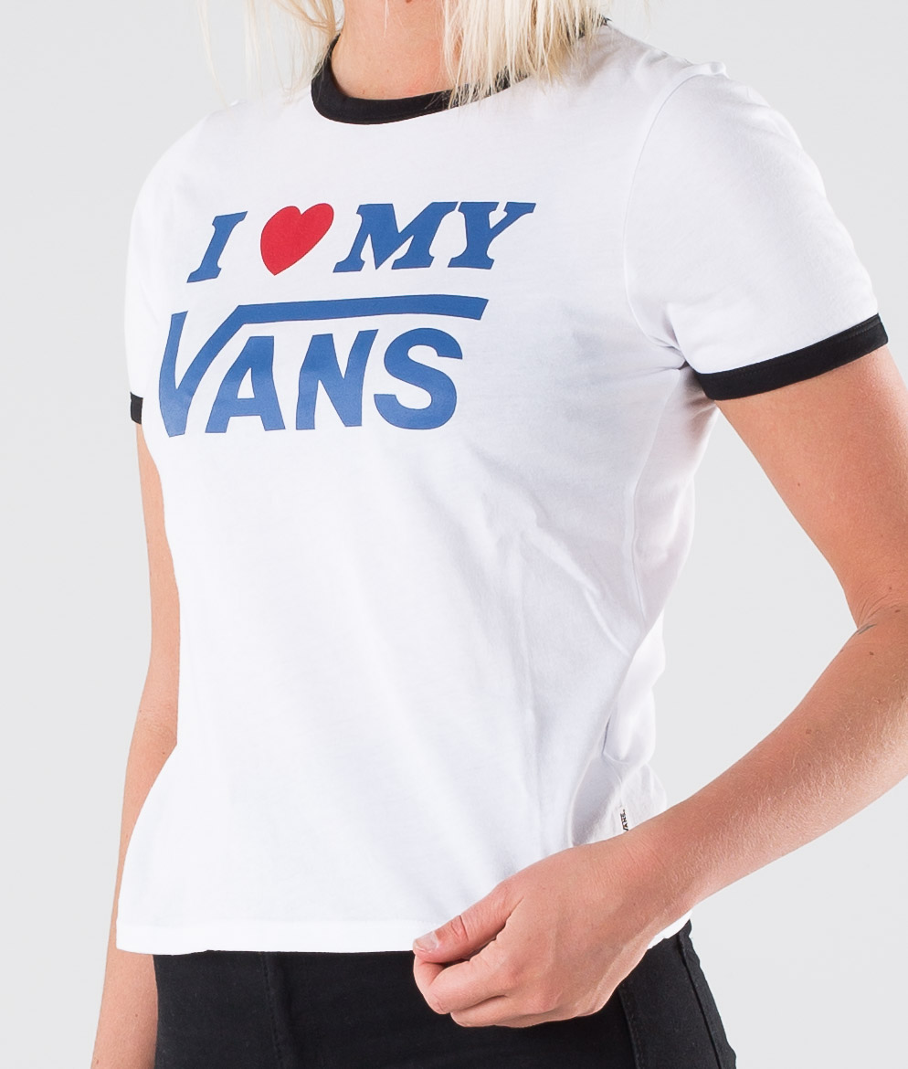 vans classic logo ringer t shirt in white