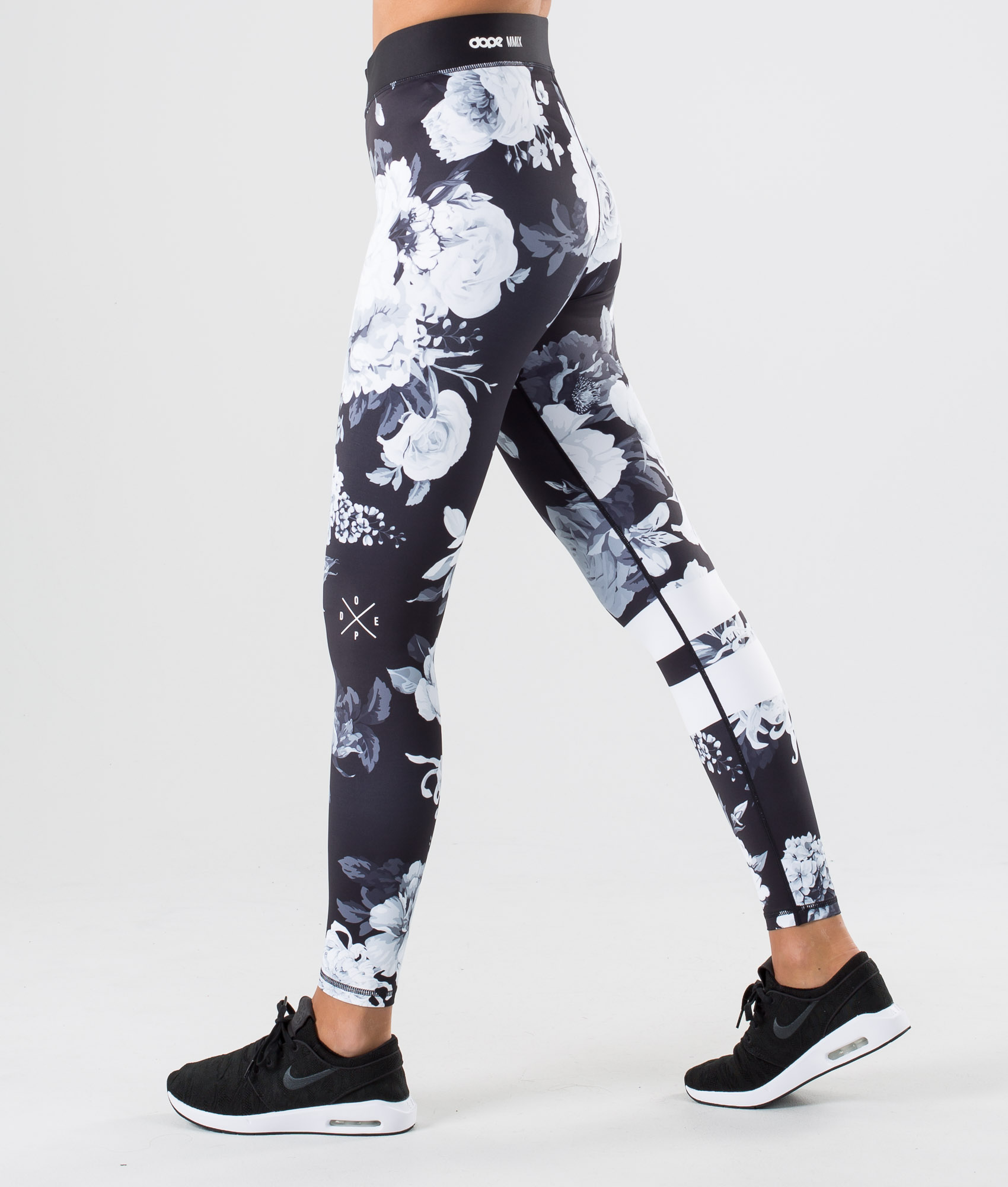 Women's Funky Black And White Flower Pattern Printed Leggings Pants One  Size | eBay