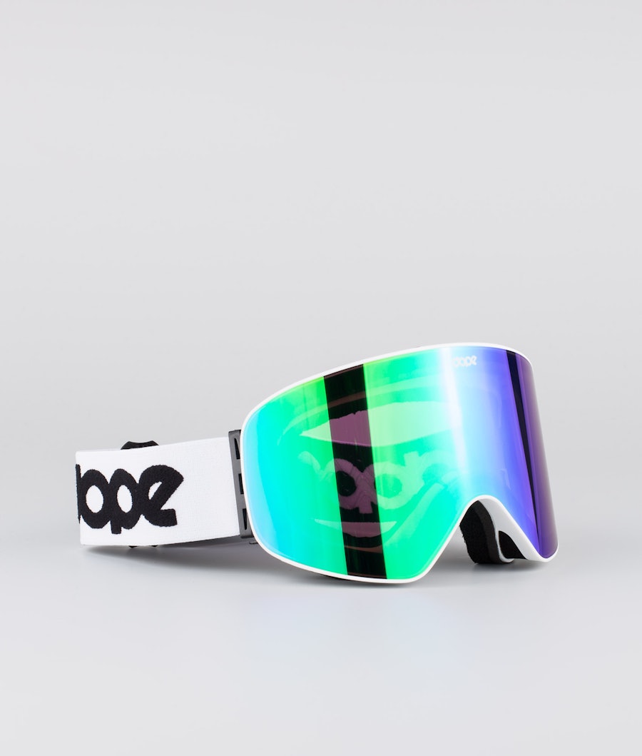 Dope Flush OG Ski Goggle White W/White Green Mirror