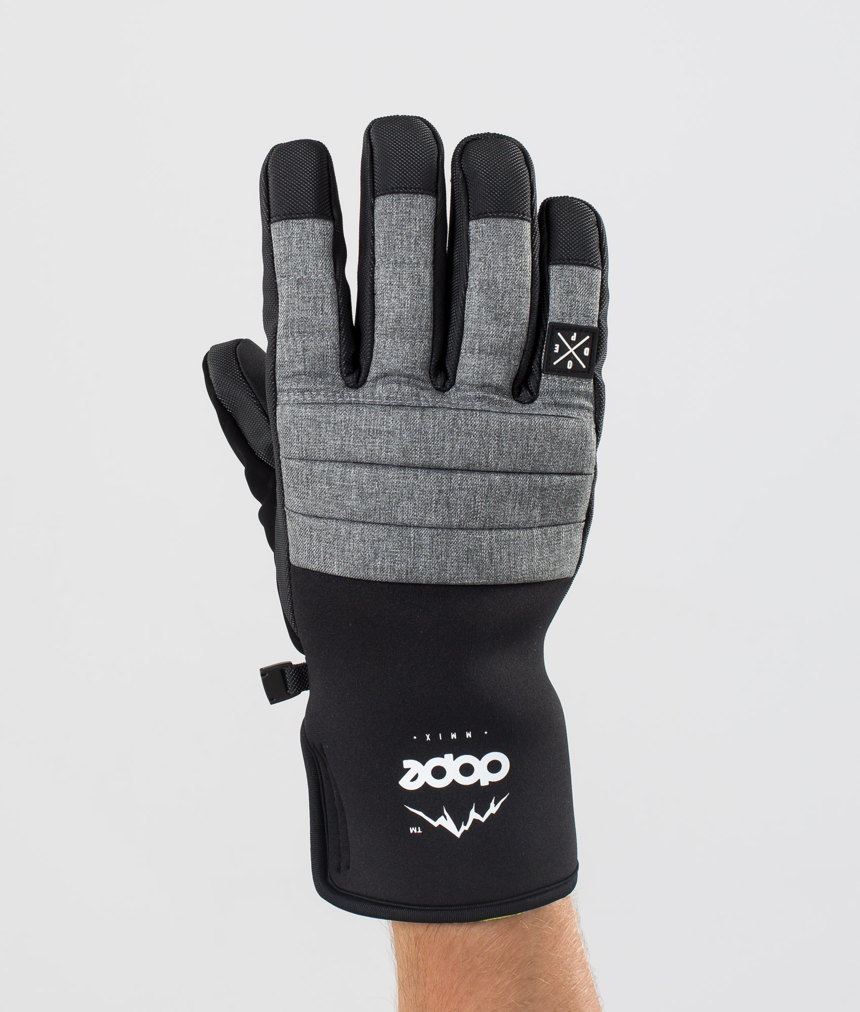 grey ski gloves