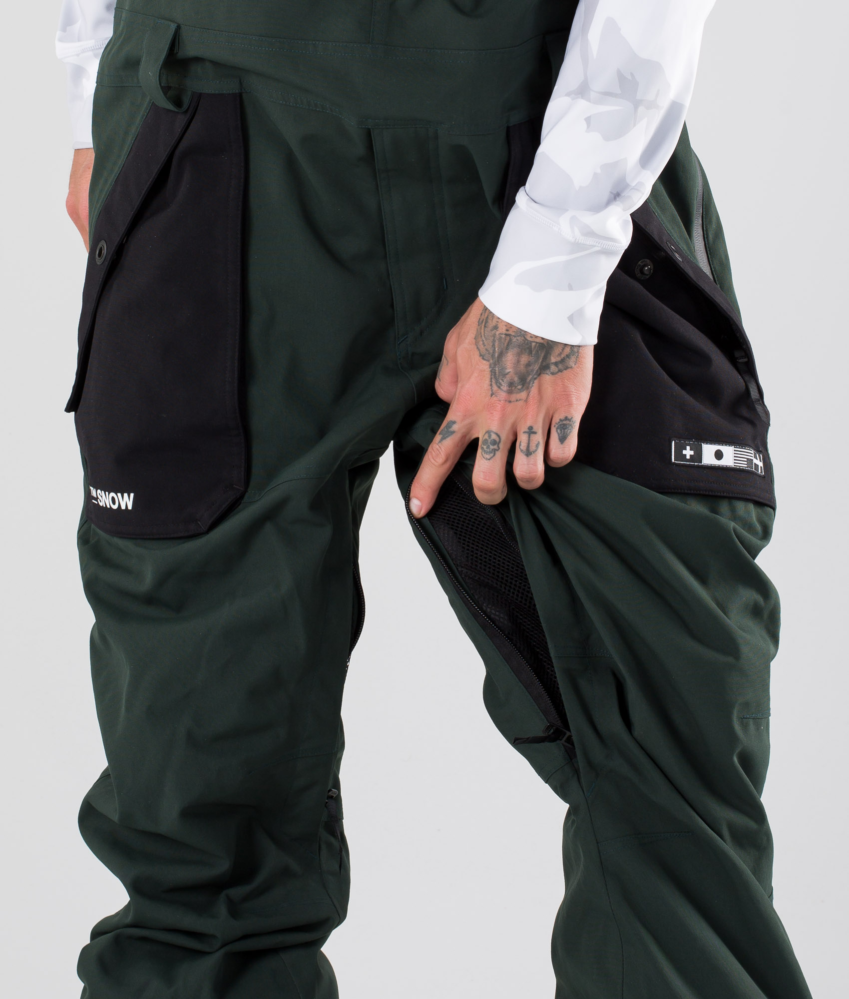 dark green snow pants