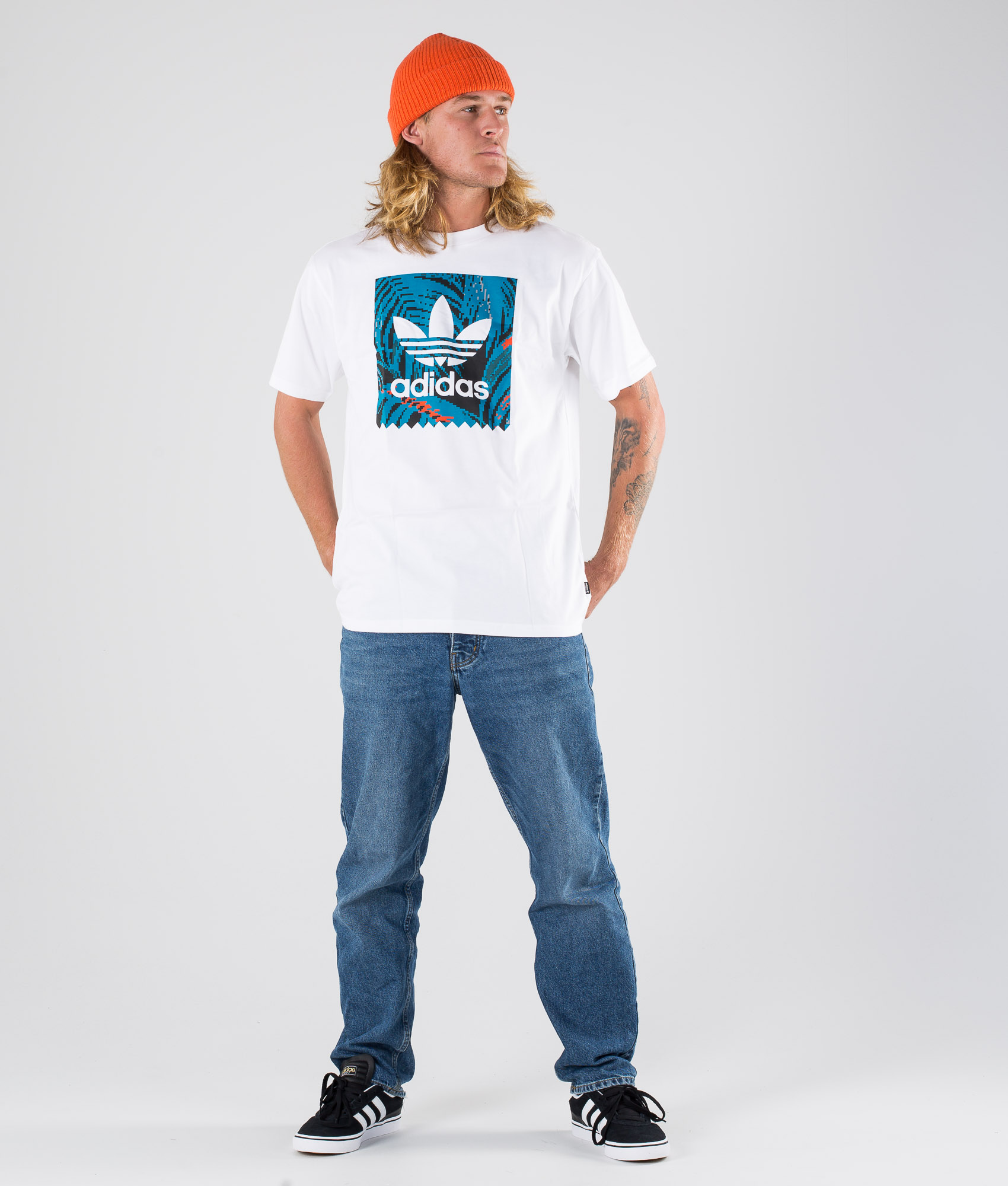 white and orange adidas t shirt