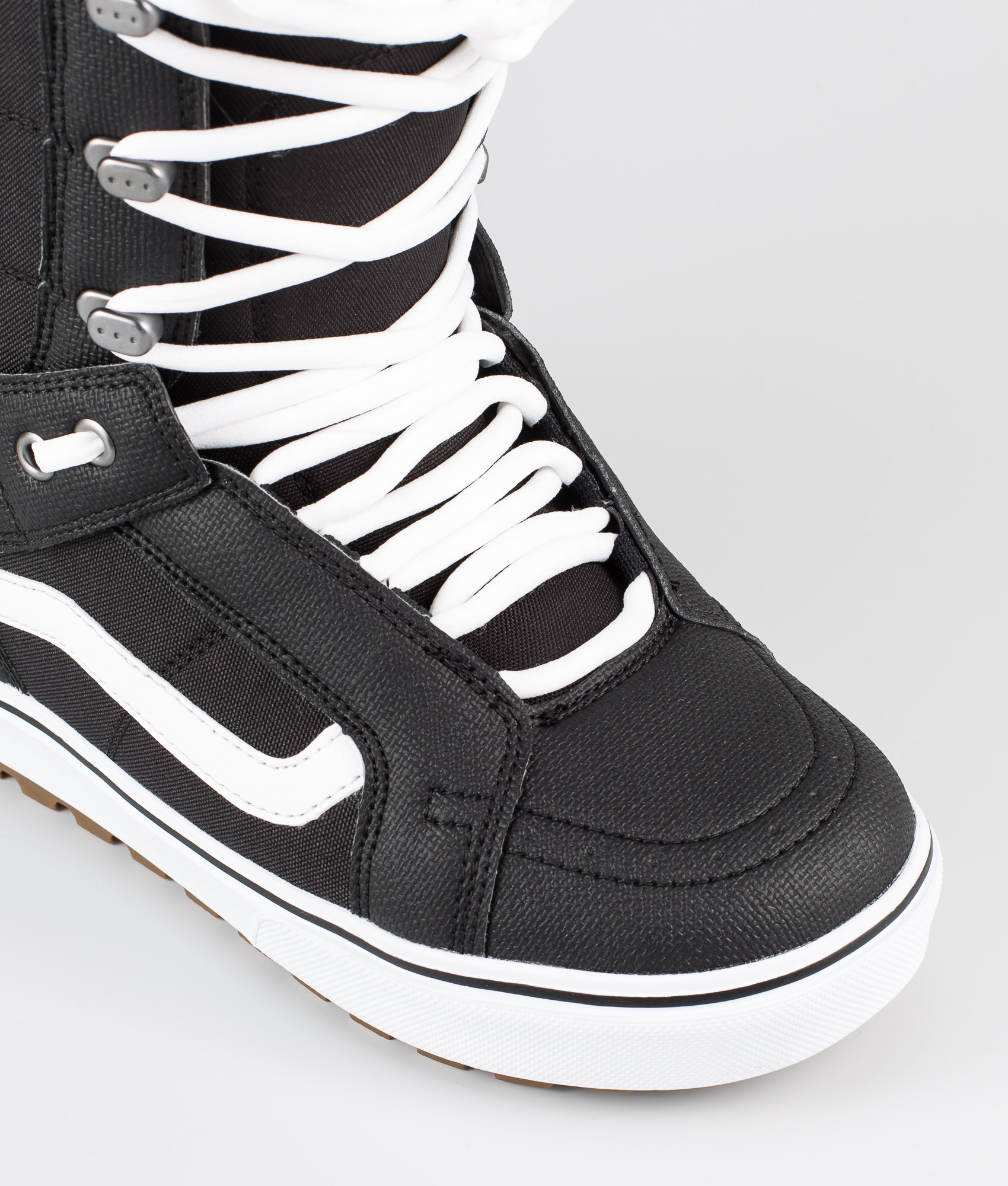 black and white vans with straps