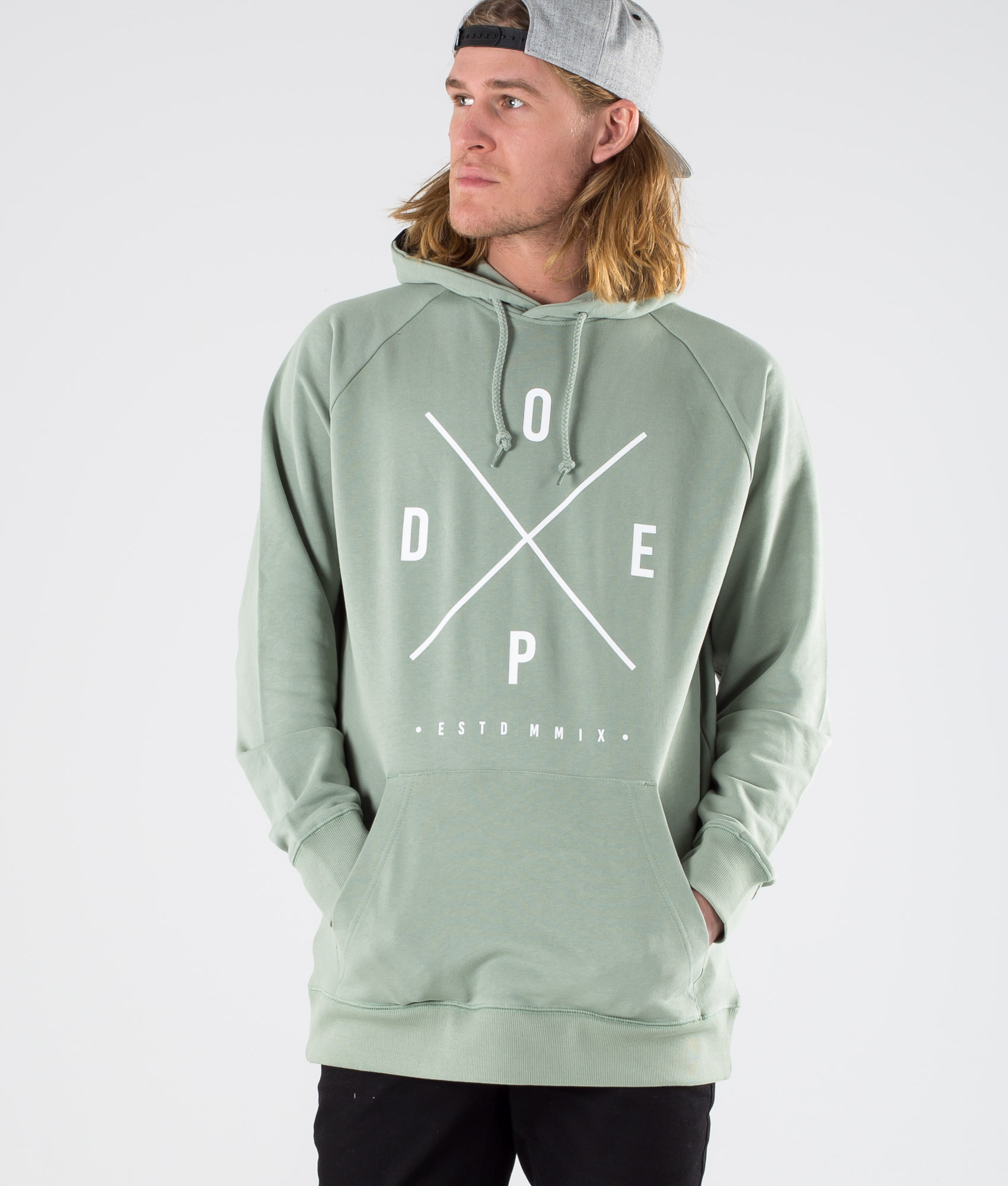 green and grey hoodie