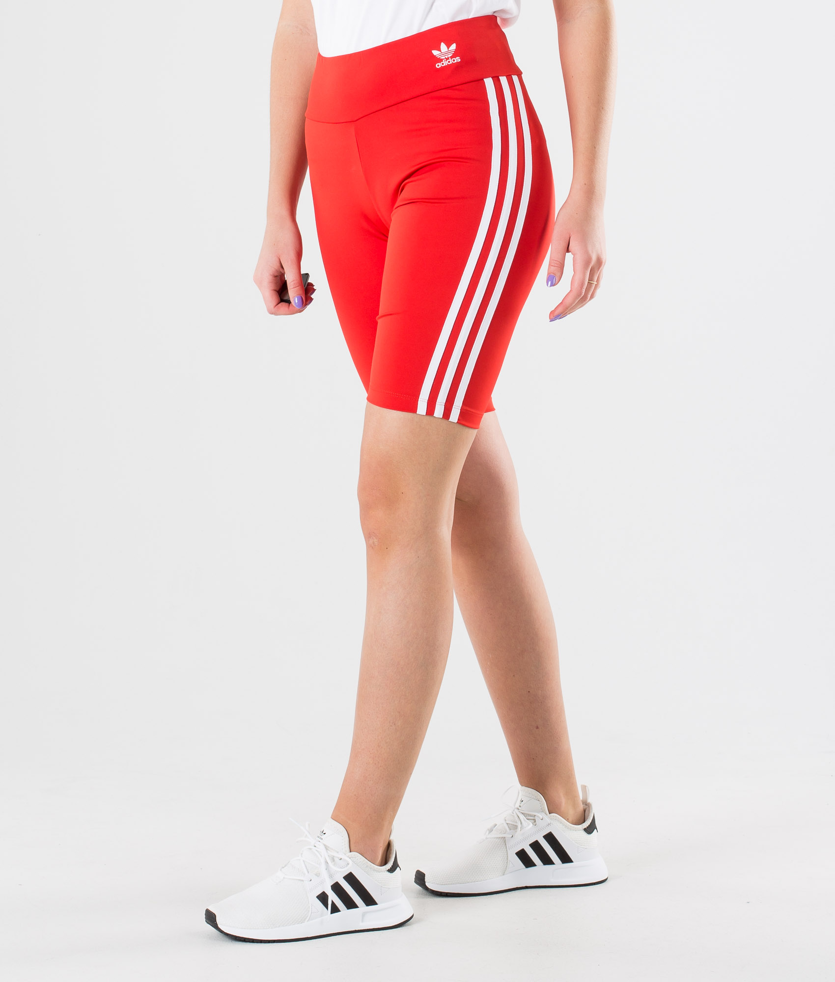 red and white adidas shorts