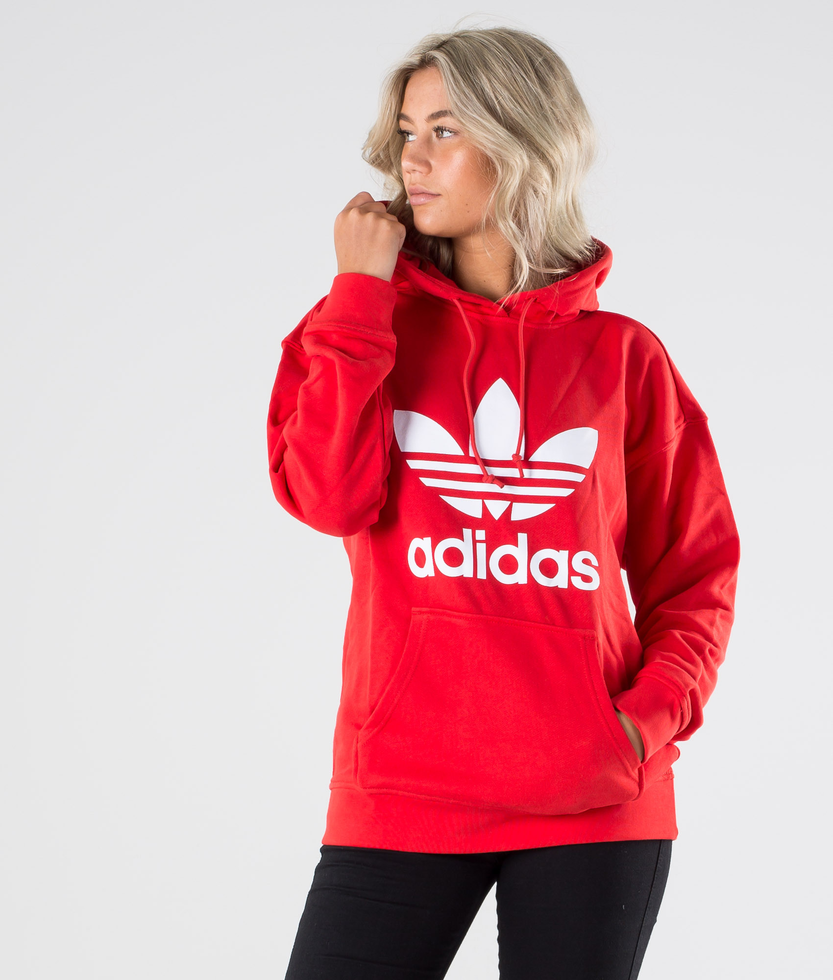 adidas originals trefoil hoodie red