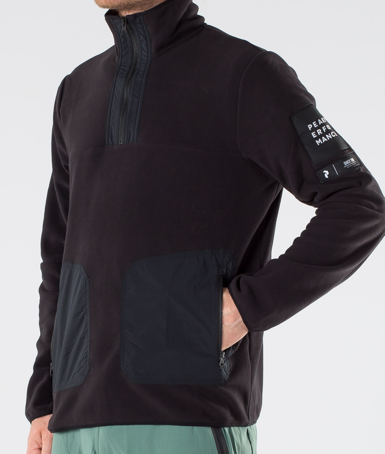 black fleece sweater