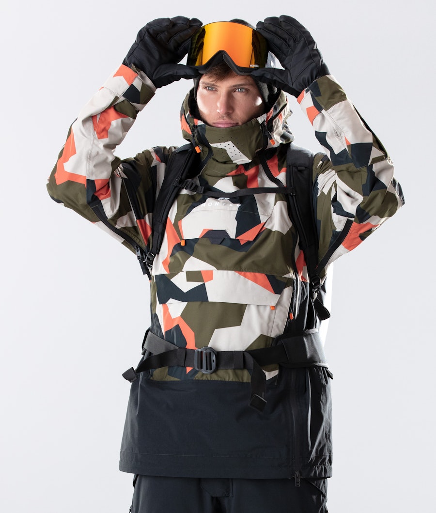 Montec Doom 2020 Snowboard Jacket Orange Green Camo/Black