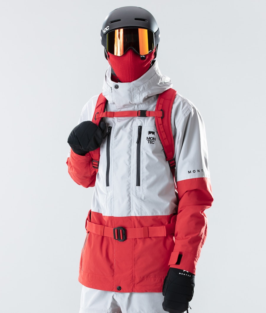 Fawk 2020 Snowboard Jacket Men Light Grey/Red Renewed