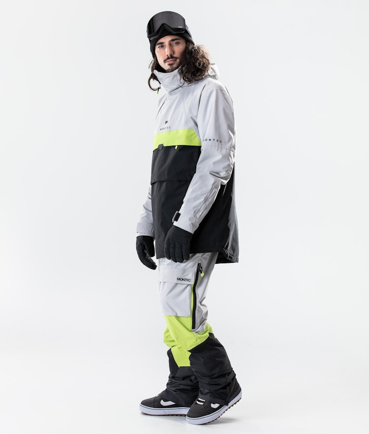 Dune 2020 Veste Snowboard Homme Light Grey/Neon Yellow/Black, Image 6 sur 7